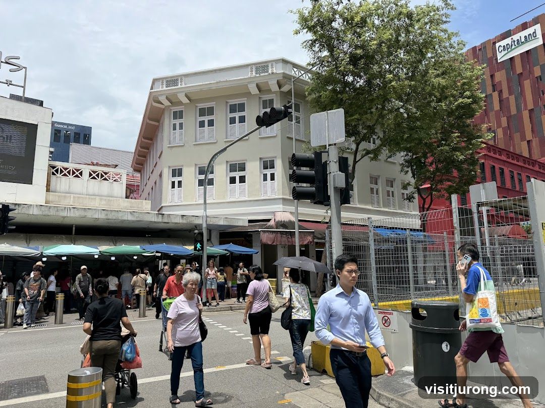 Street Scene with Market Stalls and Buildings