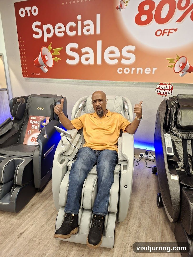Man sitting in a massage chair
