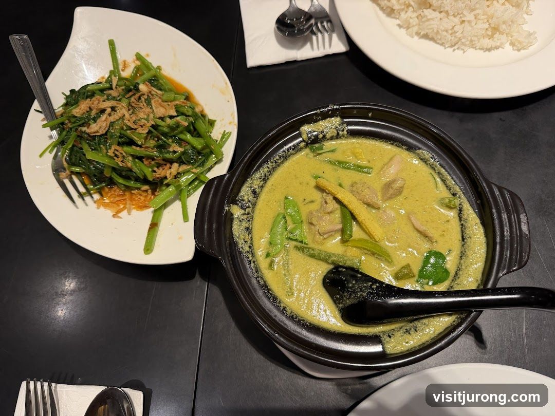 Thai Green Curry and Stir-Fried Water Spinach