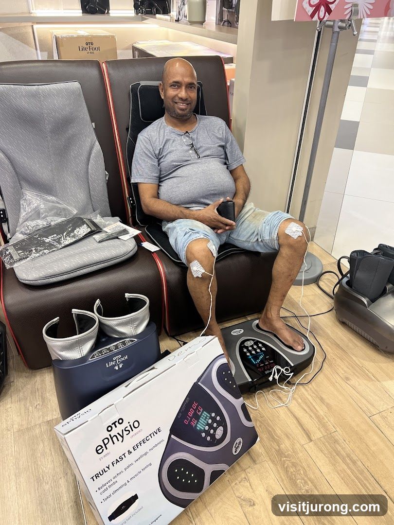 Man using a massage device
