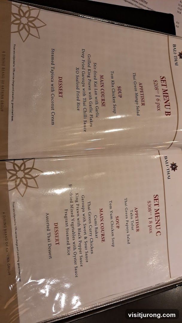 BALI-THAI SET MENUS