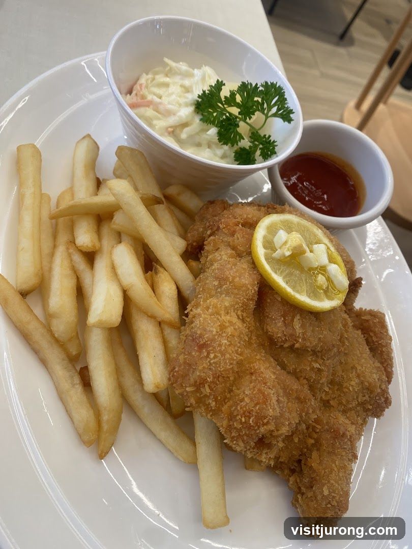 Breaded Chicken with Fries and Coleslaw