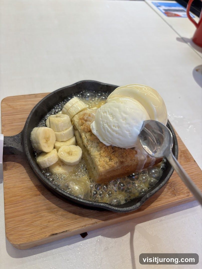 Warm Banana Crumble with Ice Cream
