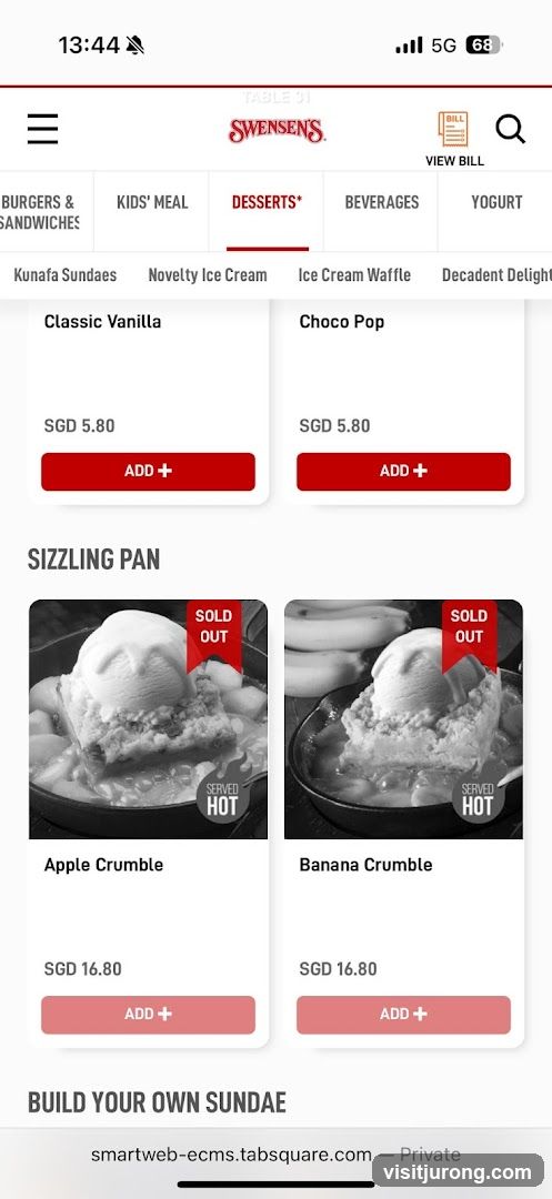 Swensen's Desserts Menu