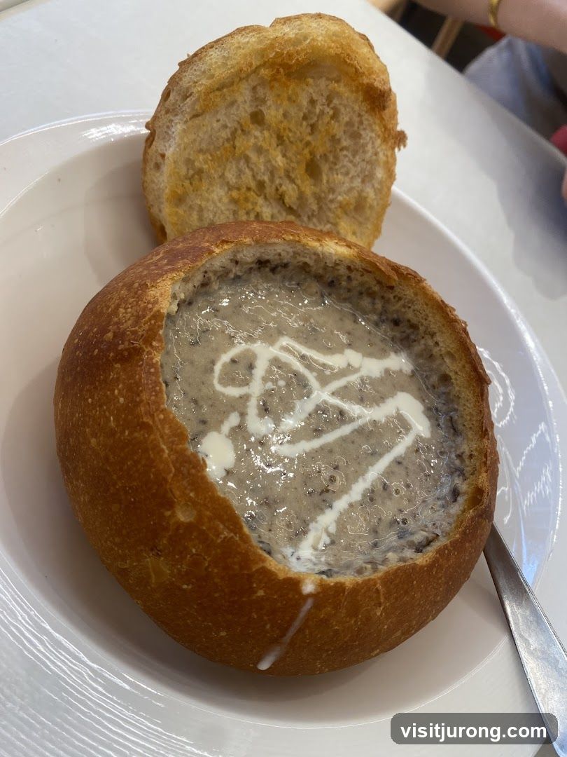 Mushroom Soup in Bread Bowl