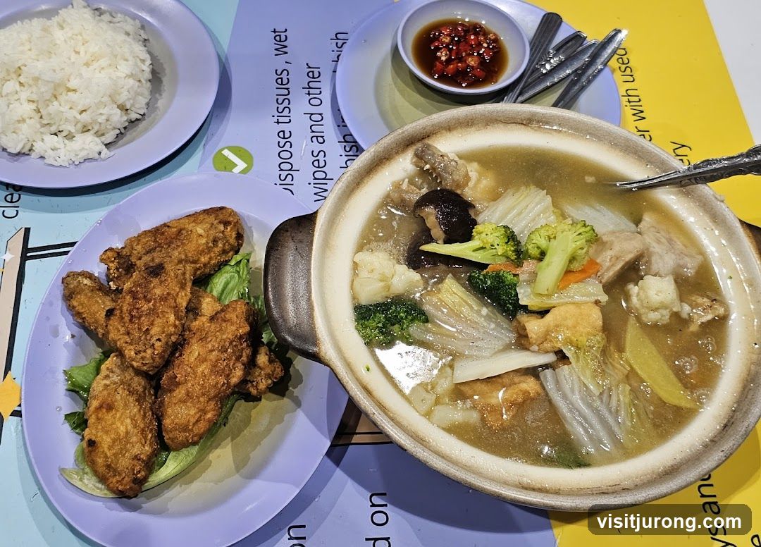Meal with Fried Chicken Wings and Stew