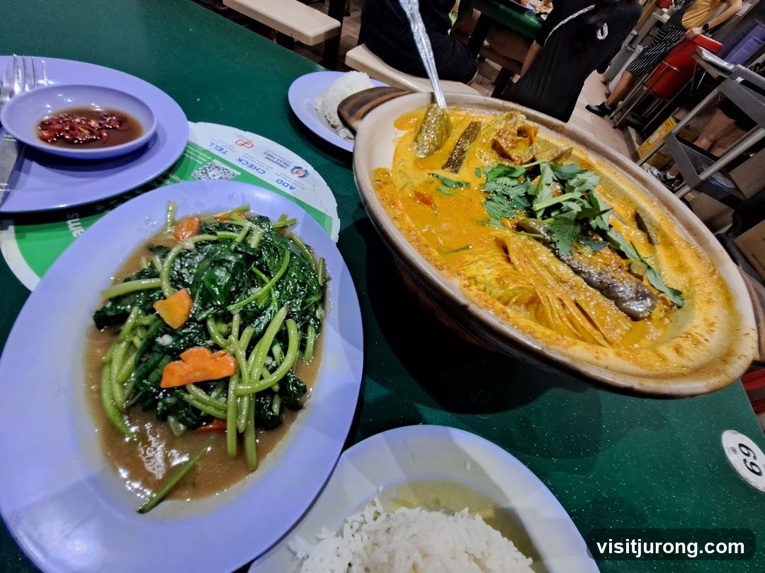 Curry Fish Head and Stir-fried Vegetables