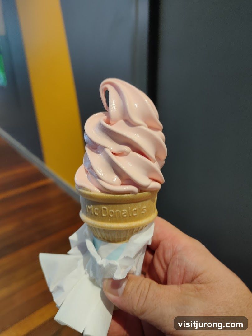 Pink Soft Serve Ice Cream Cone