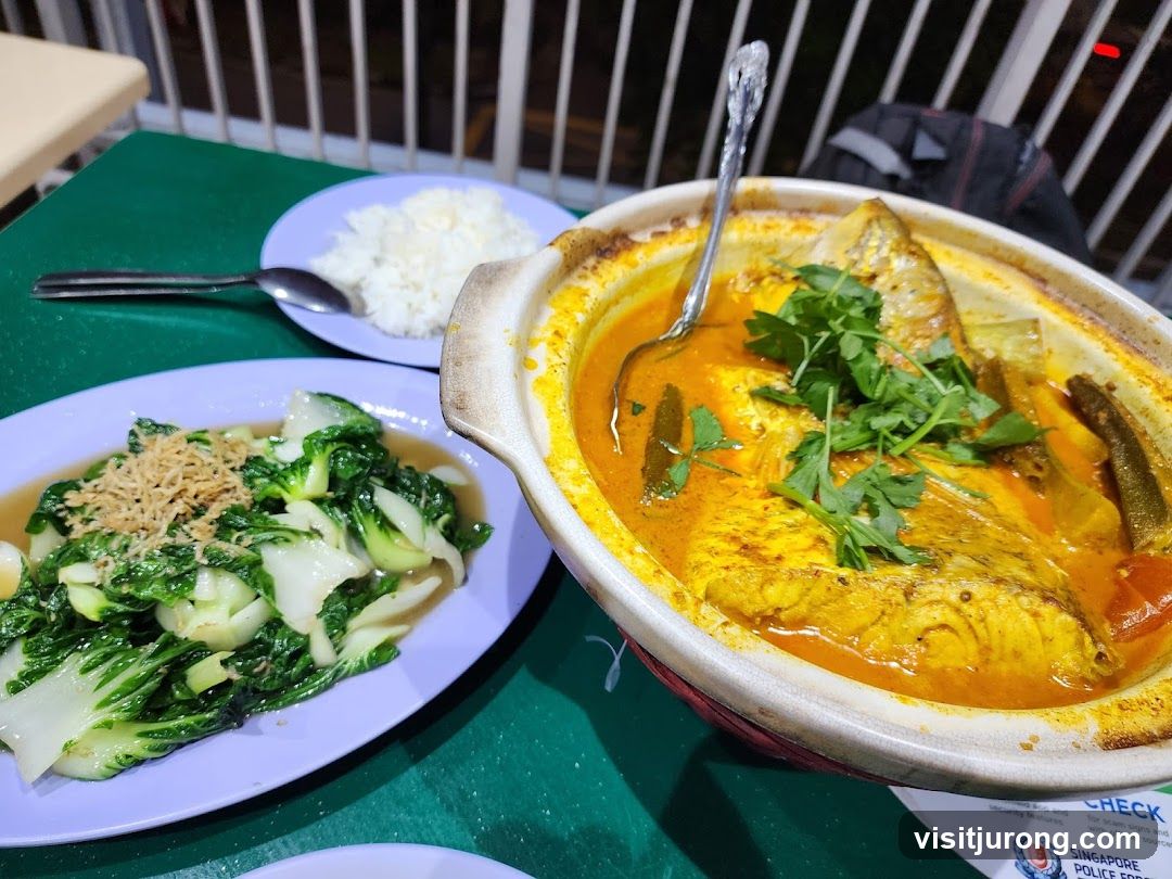 Curry Fish Head and Stir-fried Greens