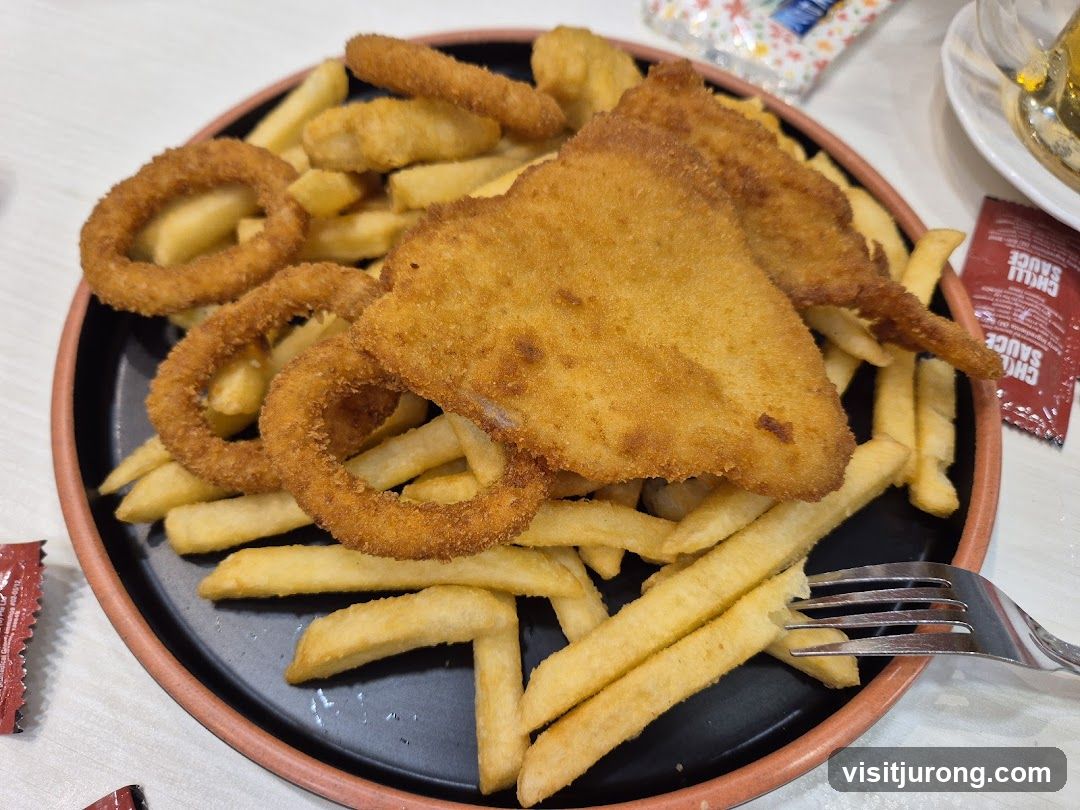 Fried Fish and Chips with Onion Rings