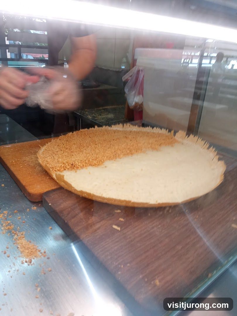 Preparing a pancake with toppings