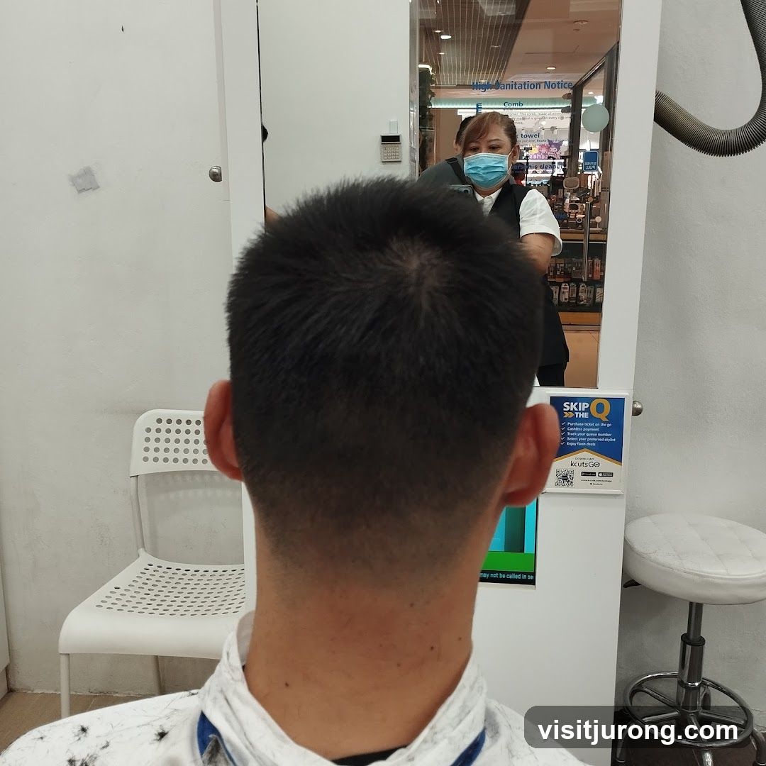 Haircut in progress