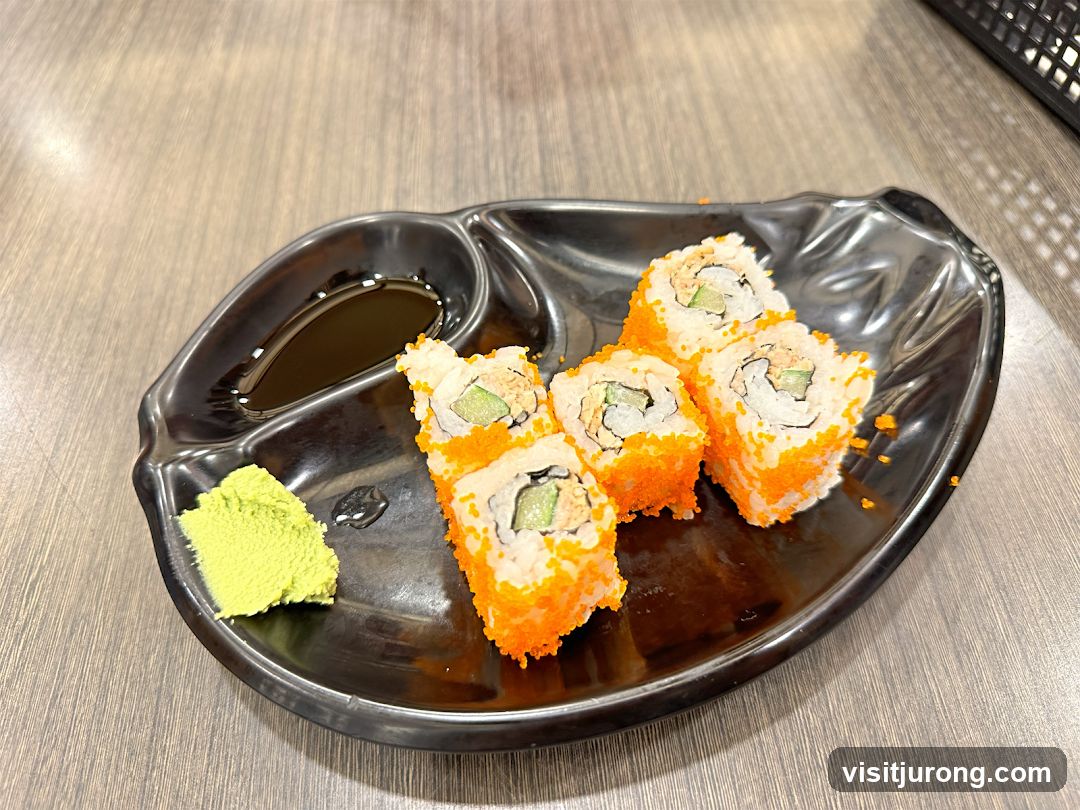 Sushi Rolls with Wasabi and Soy Sauce