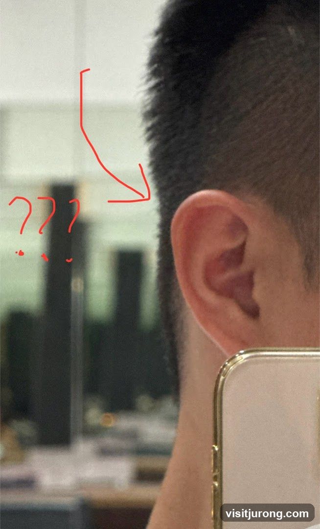 Person's Ear Reflected in Mirror