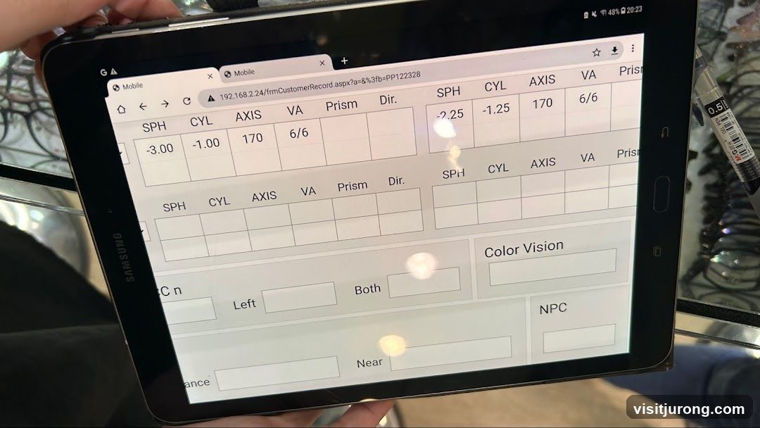 Eye Prescription Form on Tablet