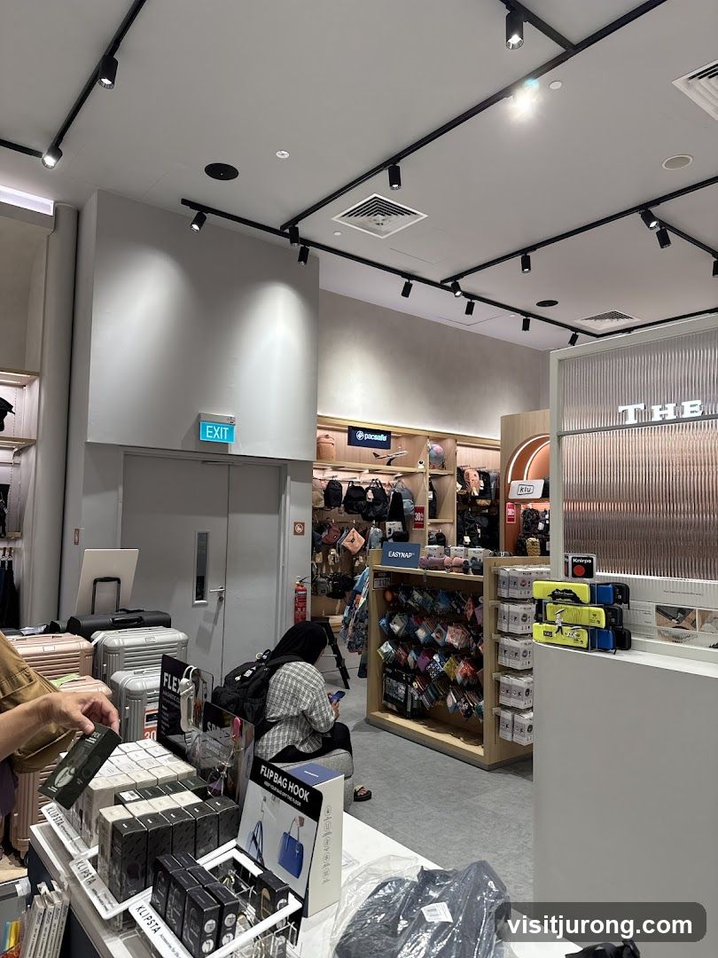 Retail store interior with luggage and accessories