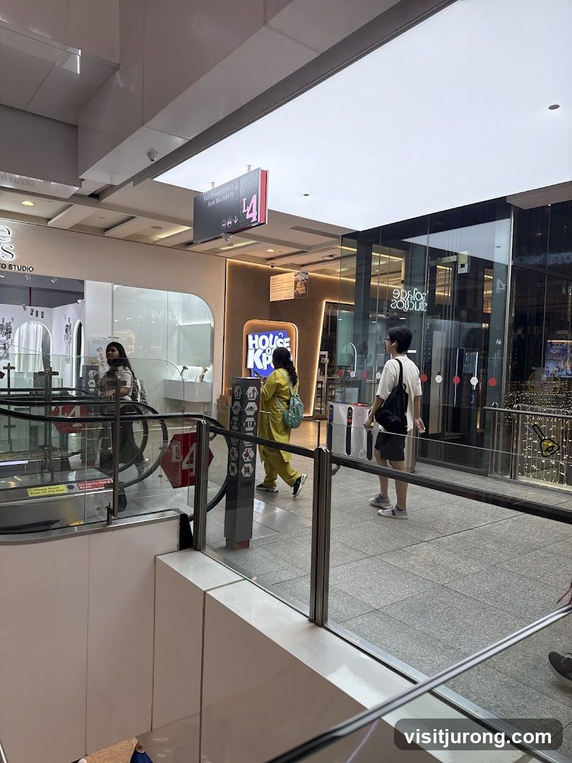 Mall Interior with People and Signage