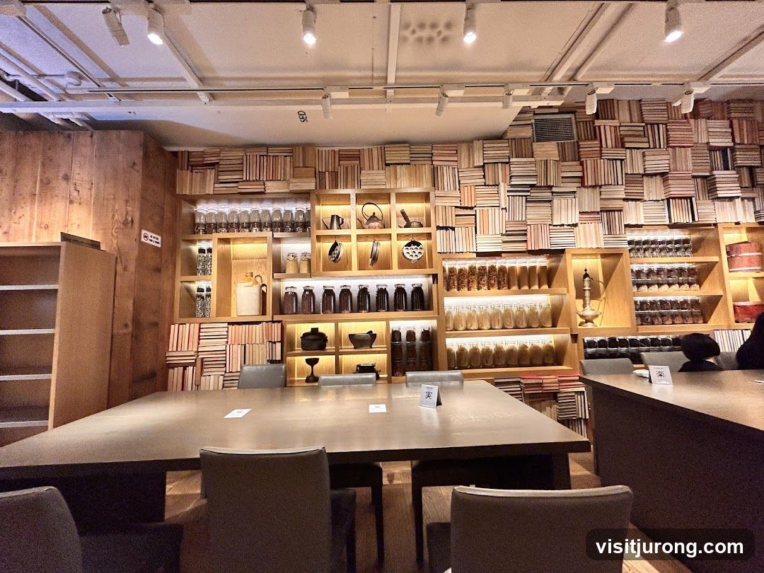 Interior of a cafe with bookshelves
