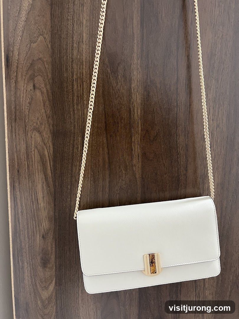White Clutch Bag with Gold Chain