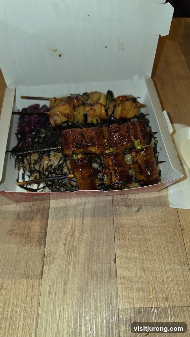 Bento Box with Skewers and Rice