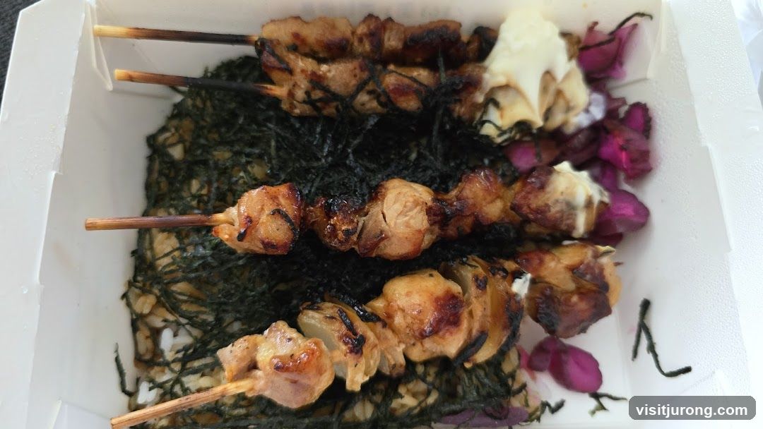 Chicken Skewers with Rice and Seaweed