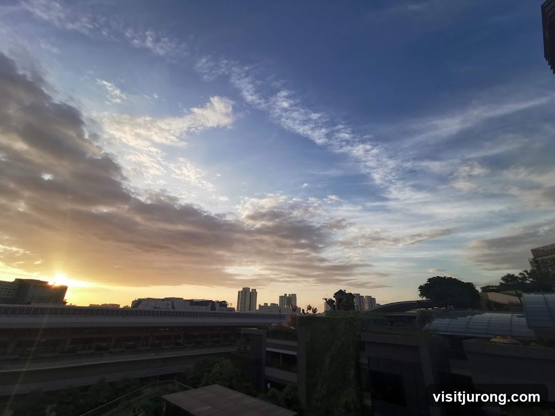 Sunset over a city skyline
