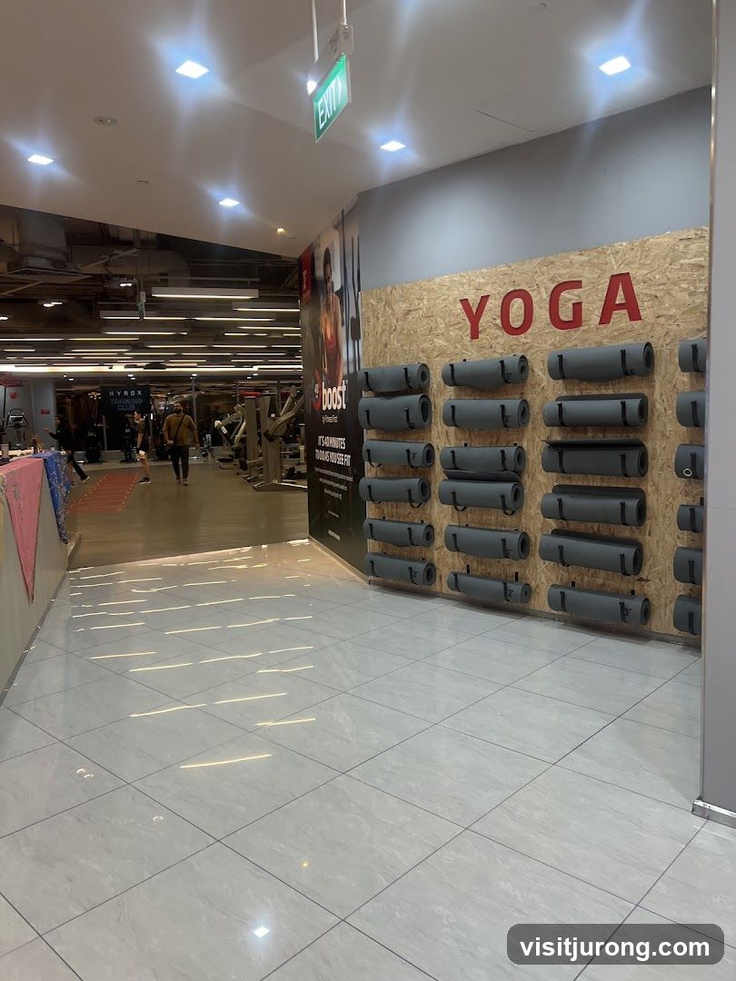 Gym interior with yoga mats