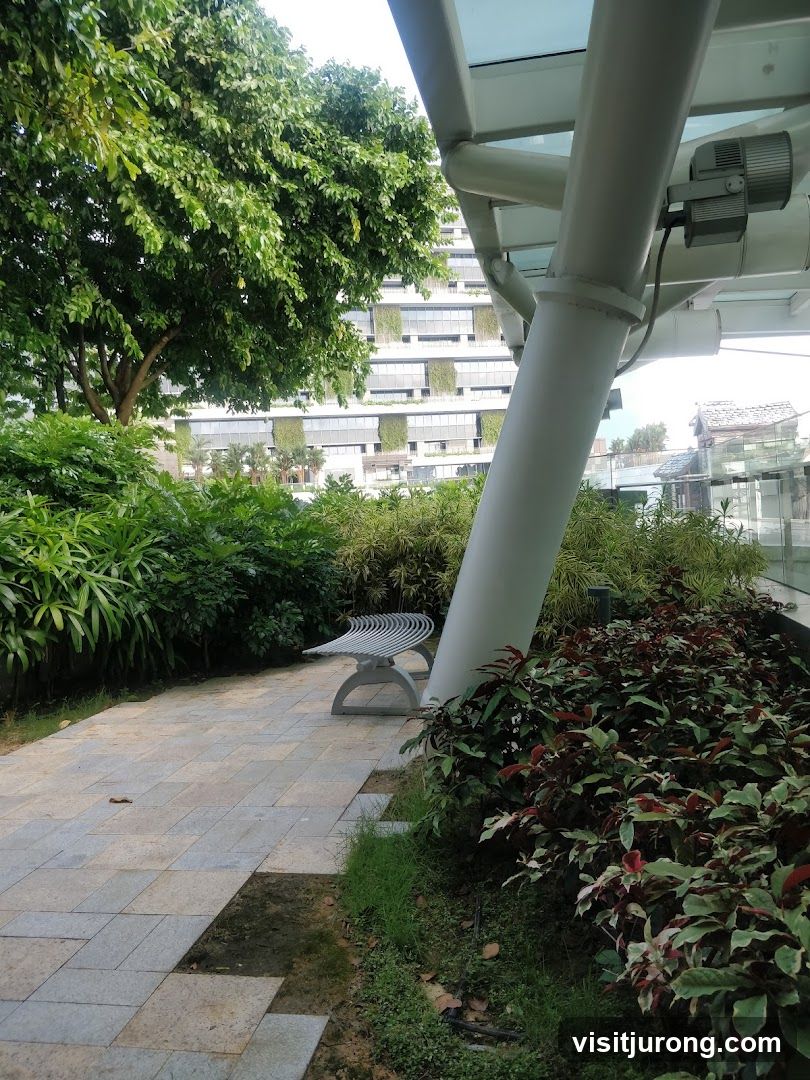 Outdoor Seating Area with Lush Greenery
