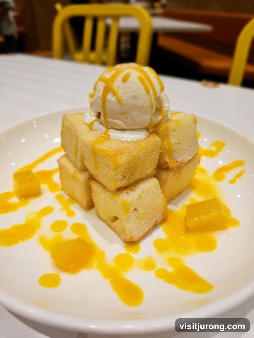 Dessert with Ice Cream and Mango Sauce