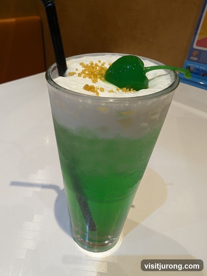 Green Cream Soda with Cherry and Sprinkles