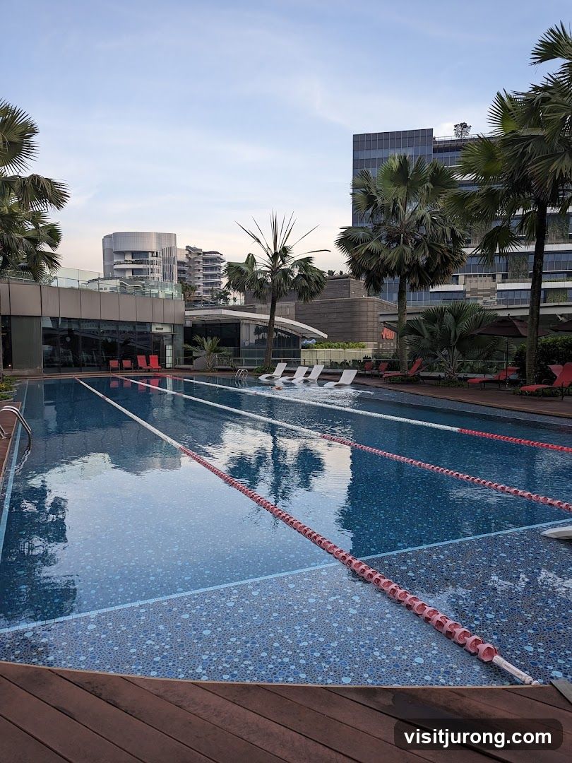 Swimming Pool with City Skyline