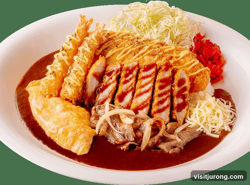 Curry Rice with Tonkatsu and Shrimp