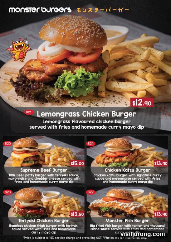 Monster Burgers Menu