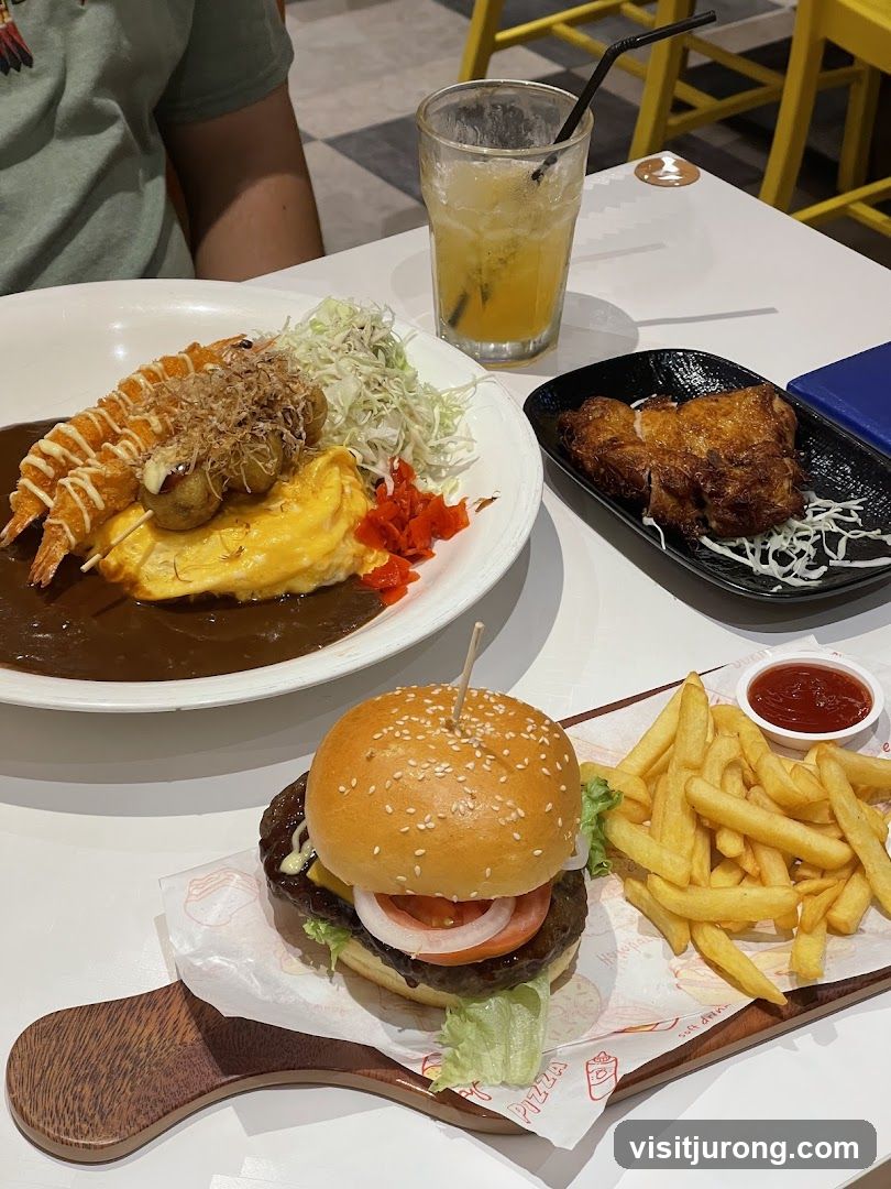 Burger and Curry Meal