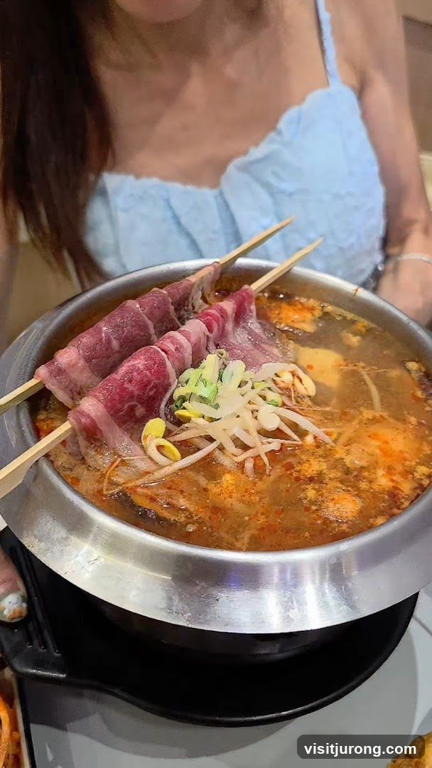 Korean Hot Pot with Beef Skewers