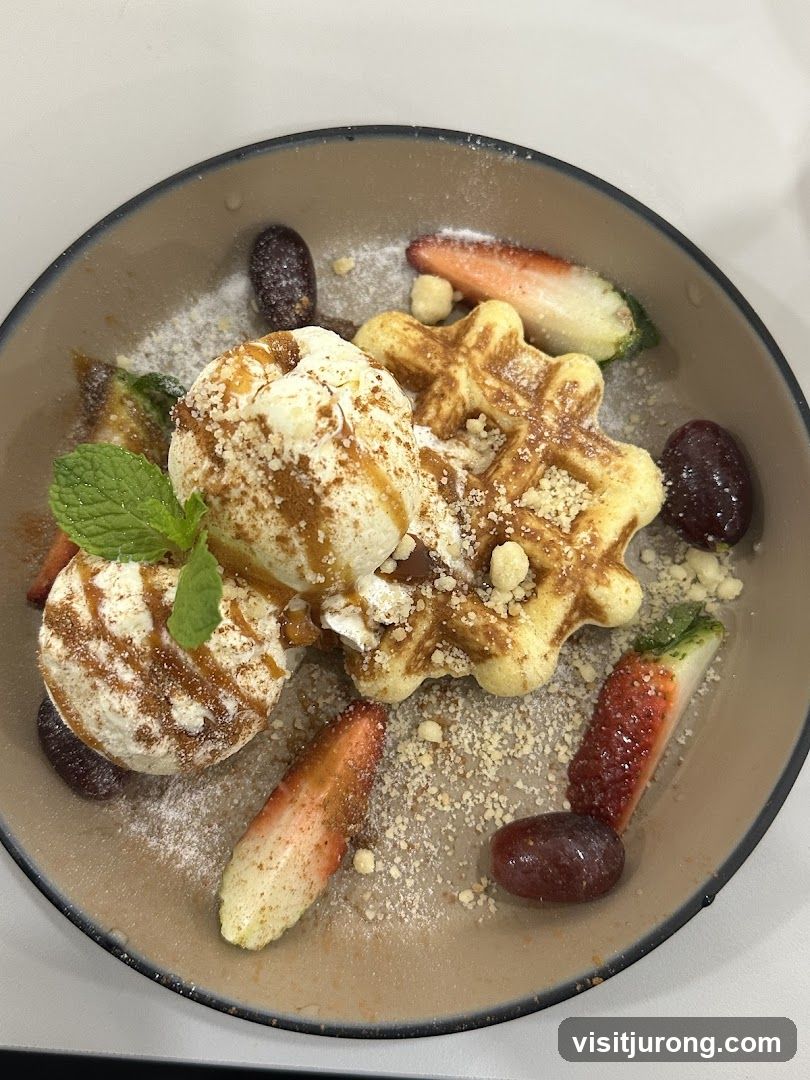Waffle with Ice Cream and Fruit