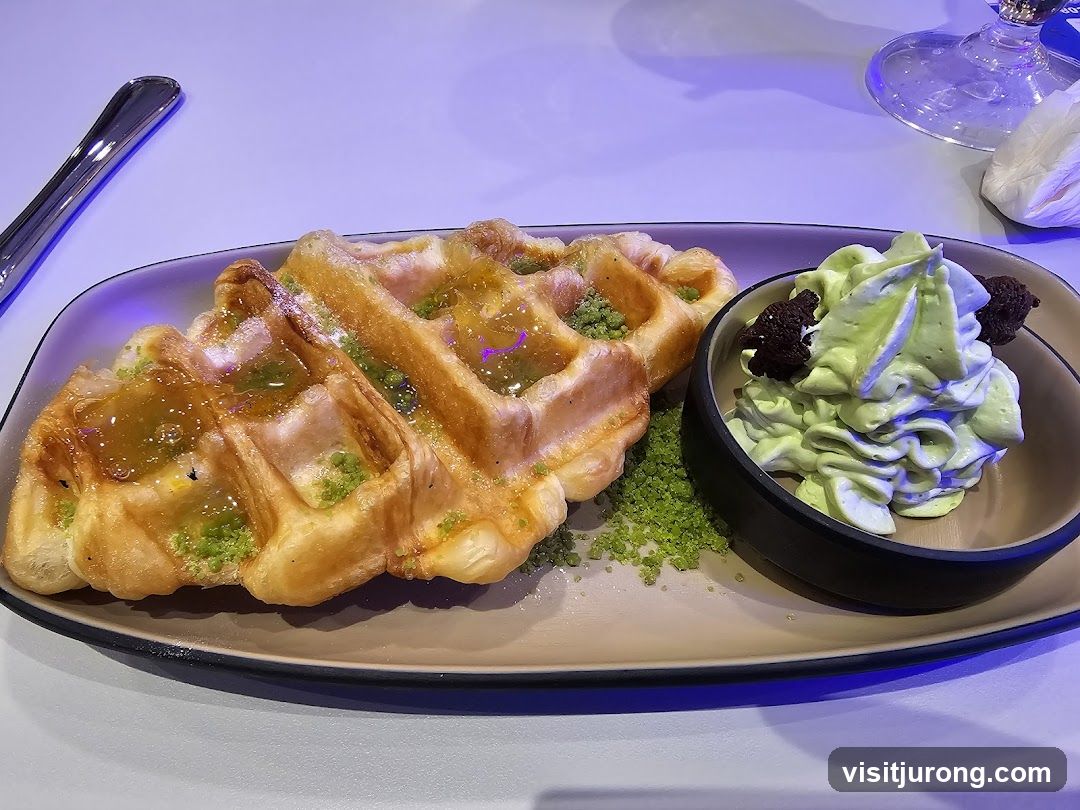 Waffle with Pistachios and Ice Cream