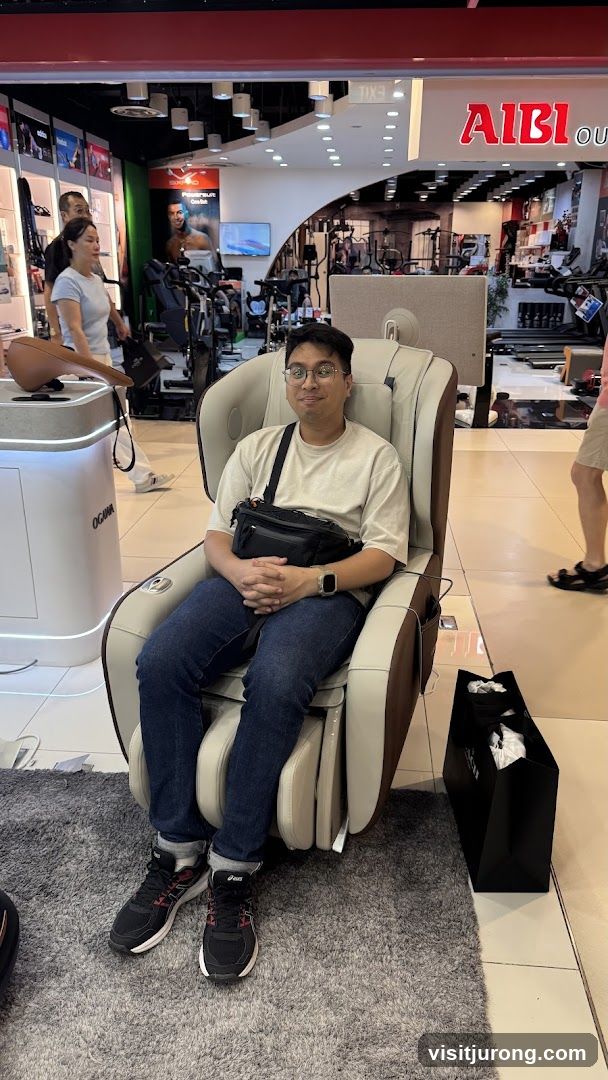 Man sitting in a massage chair