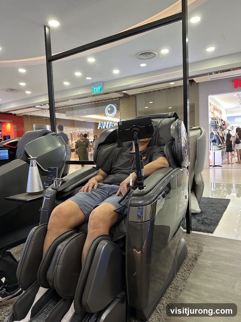 Man testing a massage chair