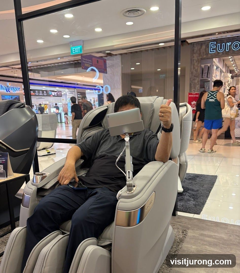 Man testing a massage chair