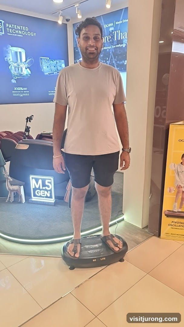 Man standing on a vibration plate