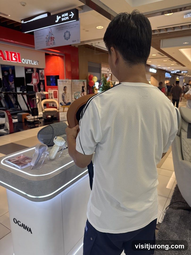 Man examining massage devices