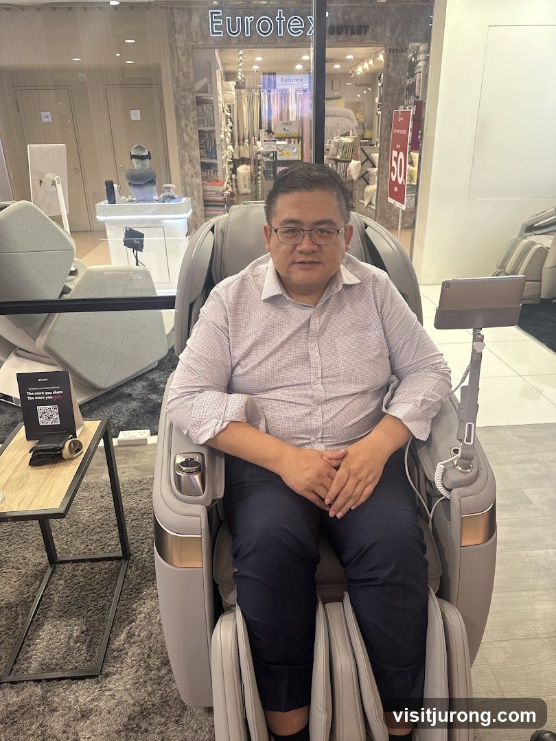 Man sitting in a massage chair
