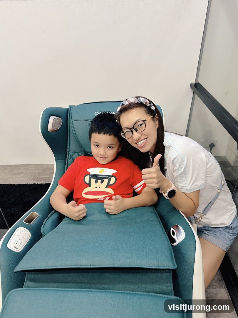 Woman and Child in Massage Chair