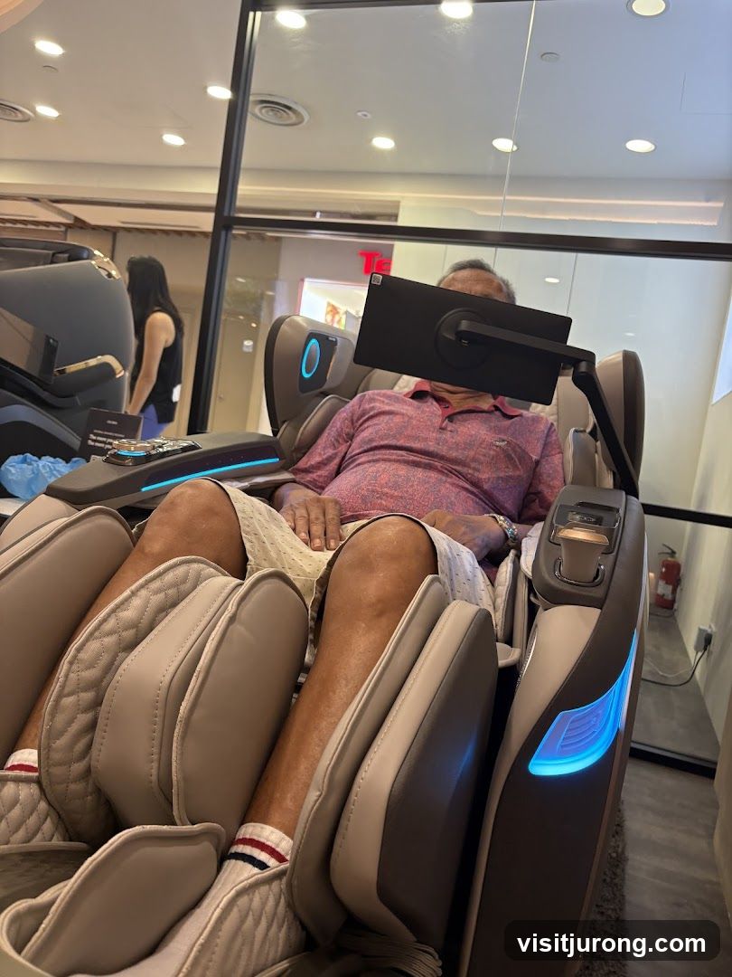 Man testing a massage chair
