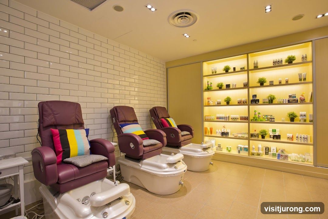 Spa Pedicure Area with Product Display
