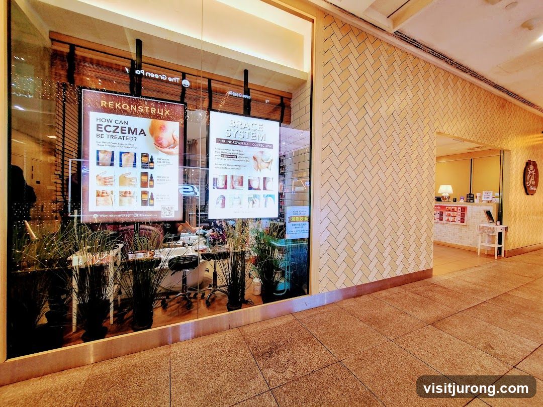 Storefront with advertisements and interior view