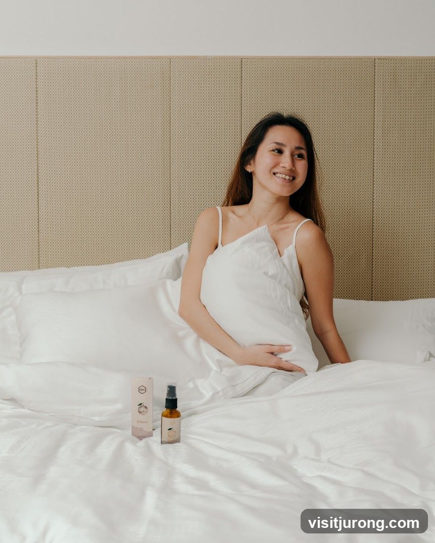 Woman in Bed with Skincare Product
