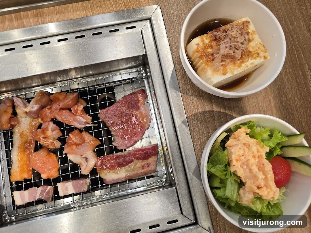 Grill with Meat and Side Dishes
