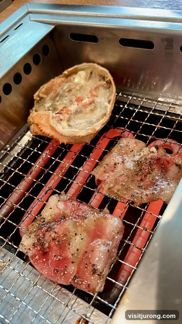 Grilling Meat and Crab